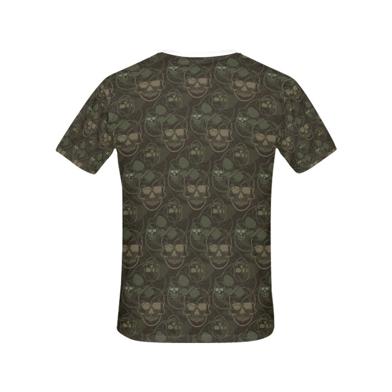 Skull Camo Style Print Design LKS308 Women's  T-shirt