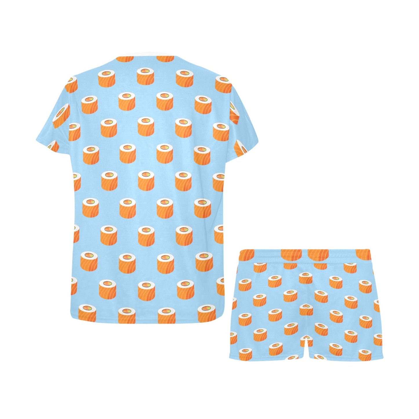 Salmon Sushi Print Design LKS307 Women's Short Pajama Set