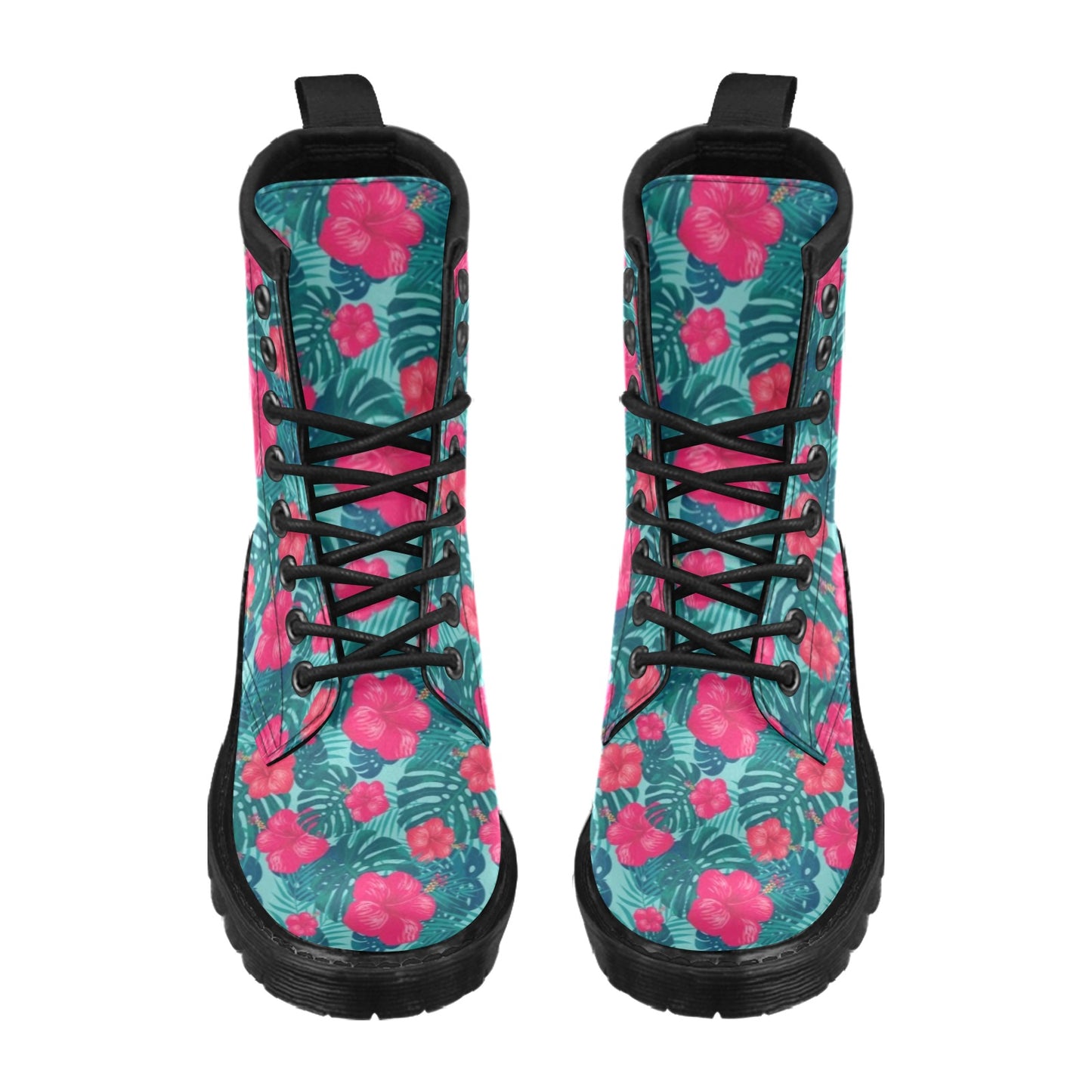 Red Hibiscus Pattern Print Design HB017 Women's Boots