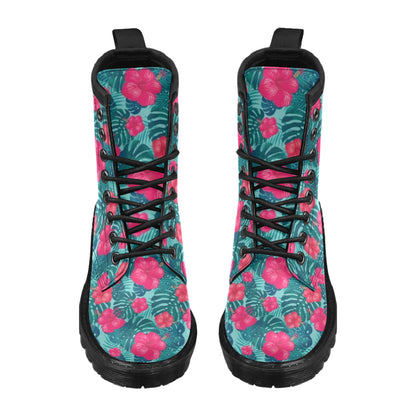 Red Hibiscus Pattern Print Design HB017 Women's Boots