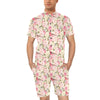 Bird Butterfly Pink Flower Print Pattern Men's Romper