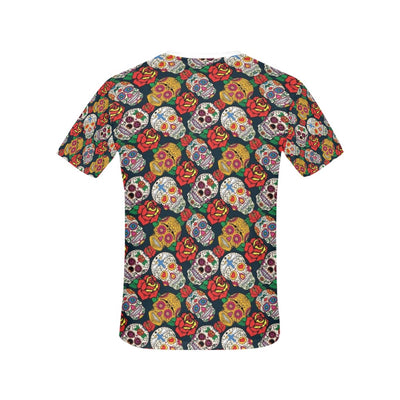 Sugar Skull Print Design LKS306 Women's  T-shirt