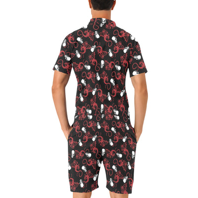 Skull With Red Dragon Print Design LKS304 Men's Romper