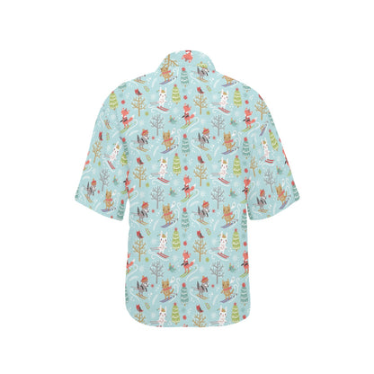Ski Fox Cute Print Design LKS303 Women's Hawaiian Shirt