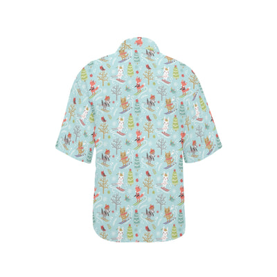 Ski Fox Cute Print Design LKS303 Women's Hawaiian Shirt