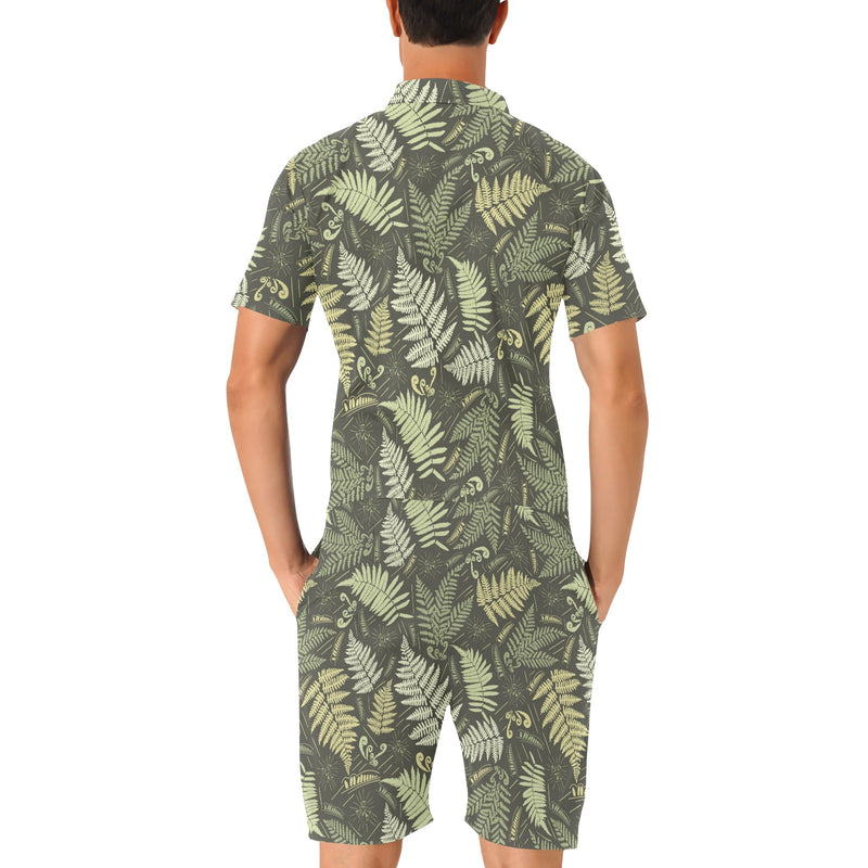 Fern Leave Green Print Pattern Men's Romper