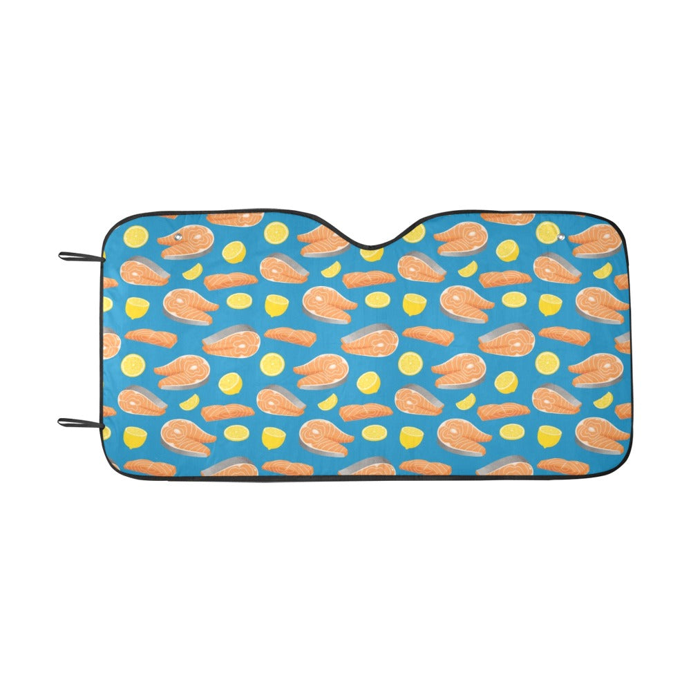 Salmon Steak With Lemon Print Design LKS308 Car front Windshield Sun Shade