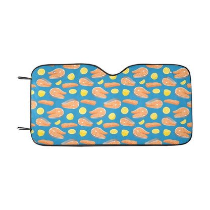 Salmon Steak With Lemon Print Design LKS308 Car front Windshield Sun Shade