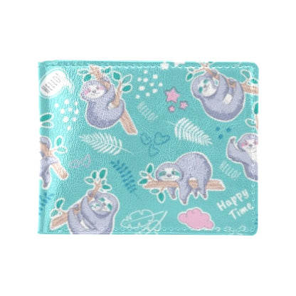 Sloth Print Design LKS309 Men's ID Card Wallet