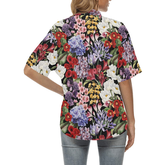 Summer Floral Pattern Print Design SF04 Women's Hawaiian Shirt