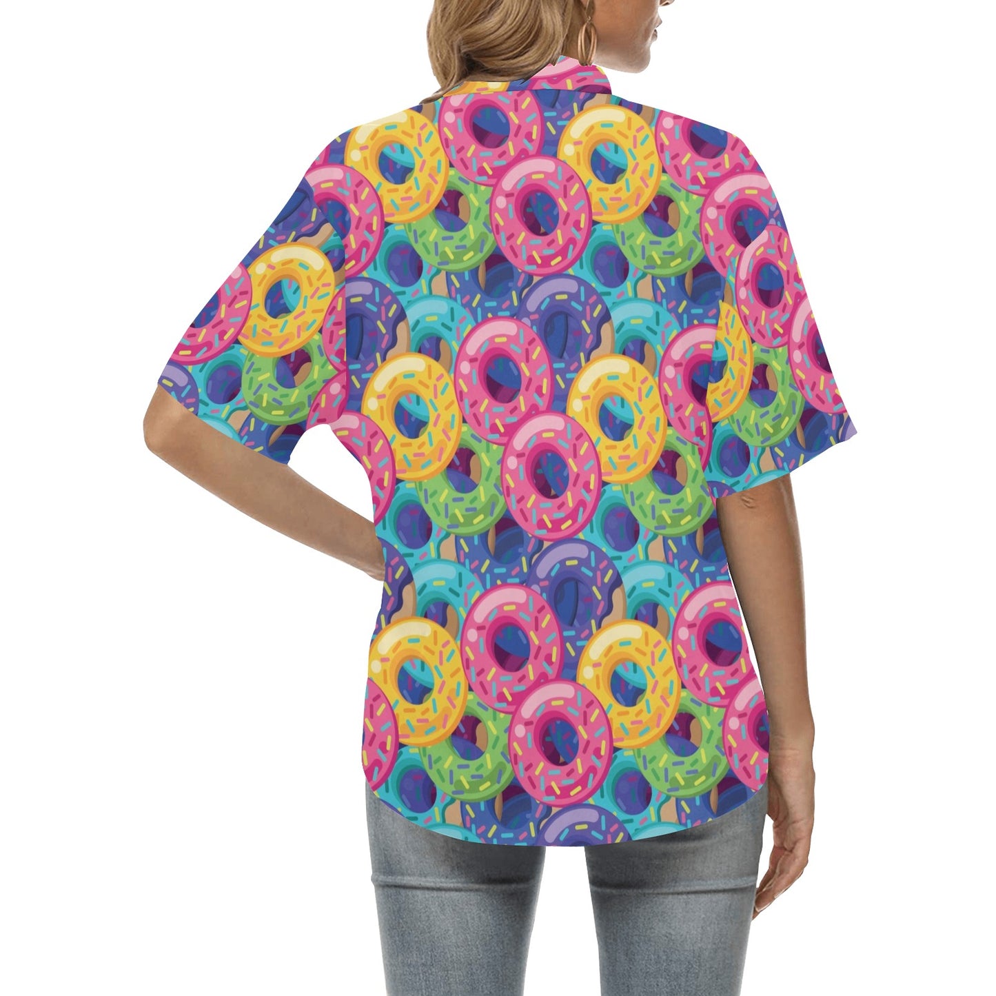 Donut Pattern Print Design DN010 Women's Hawaiian Shirt
