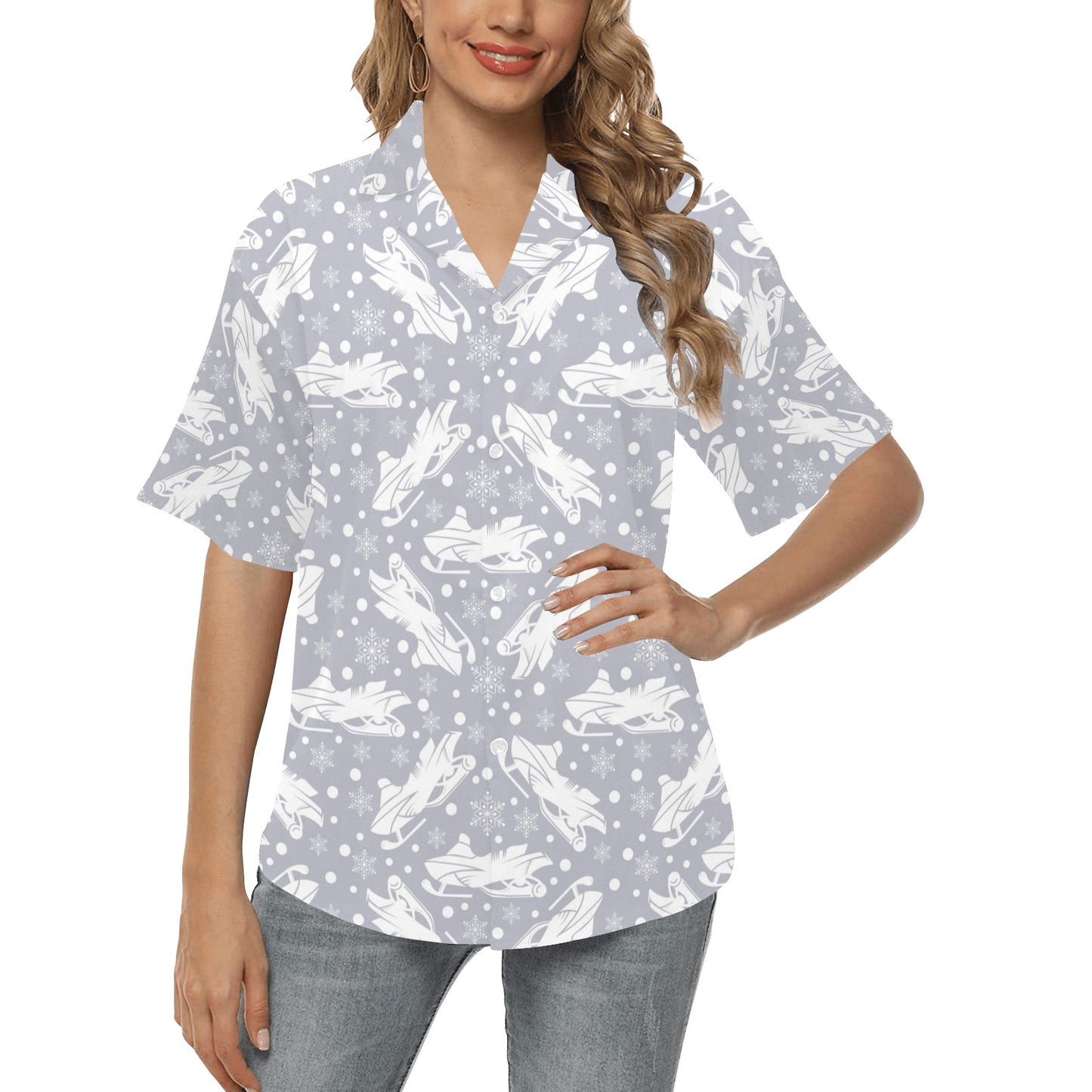 Snowmobile Print Design LKS302 Women's Hawaiian Shirt
