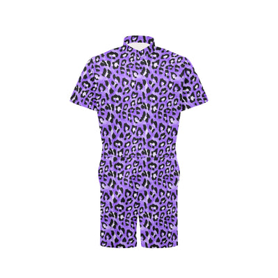 Leopard Purple Skin Print Men's Romper