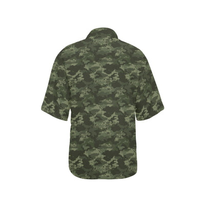 Army Camouflage Pattern Print Design 02 Women's Hawaiian Shirt