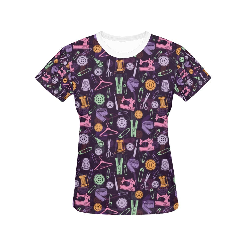 Sewing Equipment Print Design LKS306 Women's  T-shirt