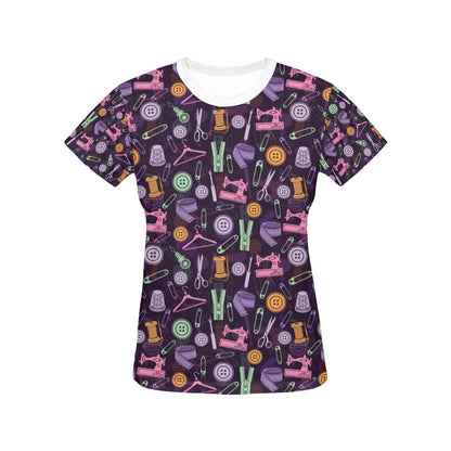 Sewing Equipment Print Design LKS306 Women's  T-shirt