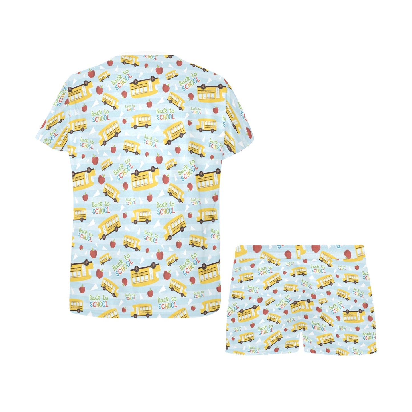 School Bus Back To School Print Design LKS303 Women's Short Pajama Set