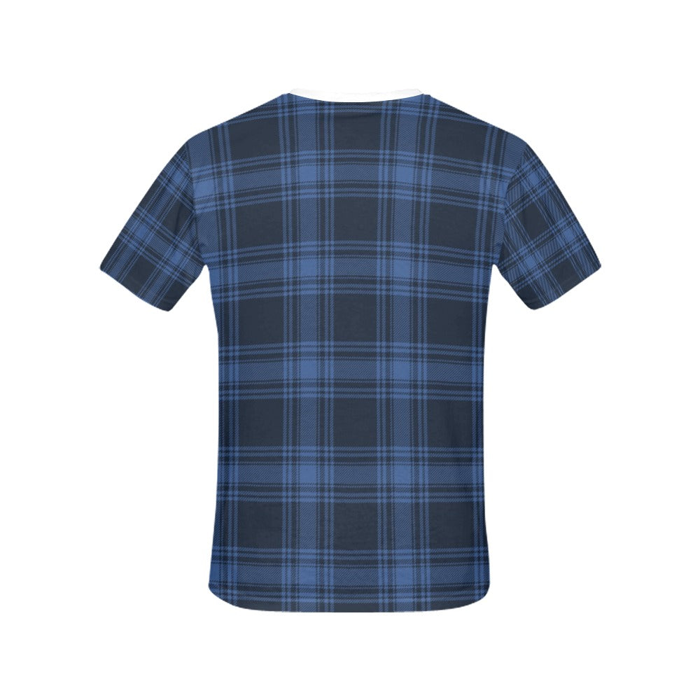 Tartan Blue Print Design LKS304 Women's  T-shirt