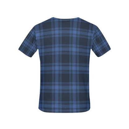 Tartan Blue Print Design LKS304 Women's  T-shirt