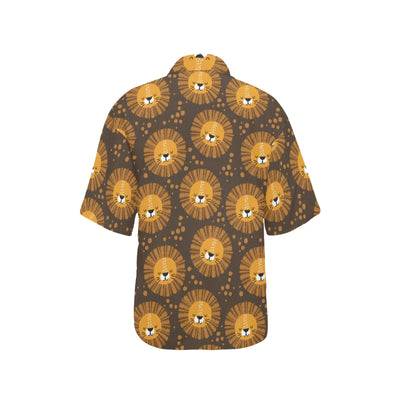 Lion Cartoon Pattern Print Design 01 Women's Hawaiian Shirt