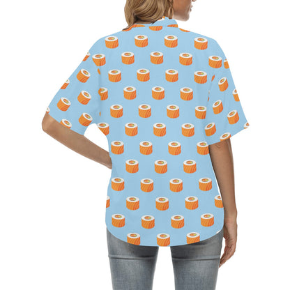 Salmon Sushi Print Design LKS307 Women's Hawaiian Shirt