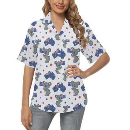 Koala Australia Day Themed Design Women's Hawaiian Shirt