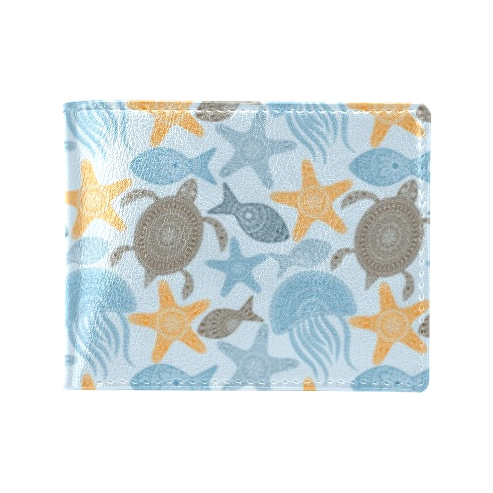 Polynesian Jellyfish Turtle Print Men's ID Card Wallet