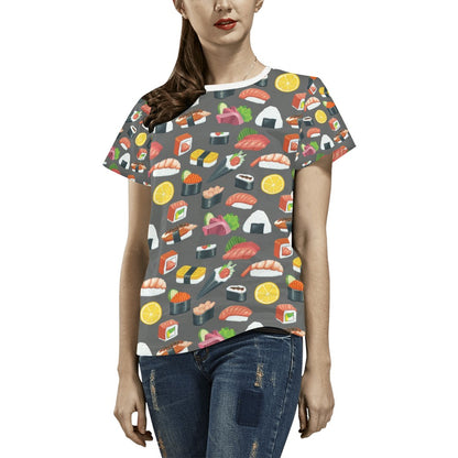 Sushi Print Design LKS302 Women's  T-shirt