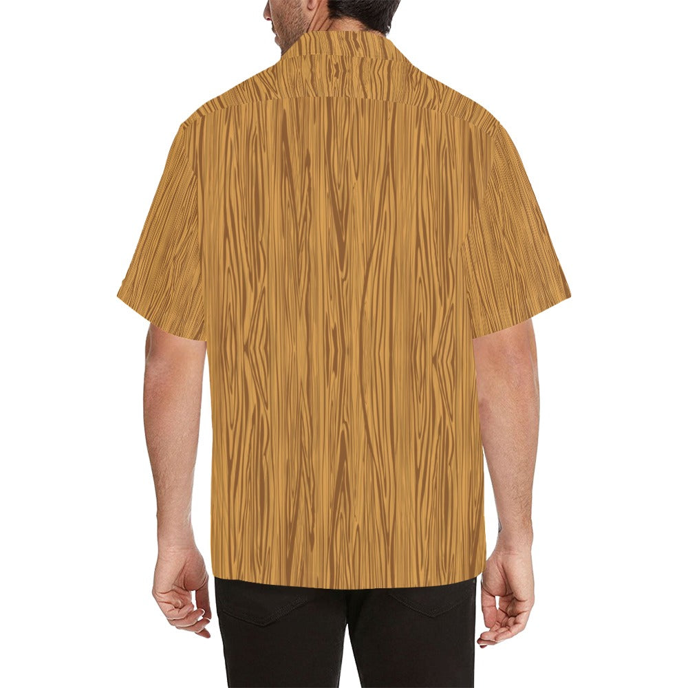 Wood Texture Print Design LKS301 Men's Hawaiian Shirt
