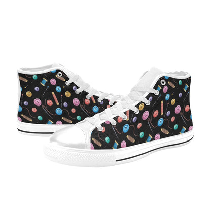Sewing Print Design LKS309 High Top Women's White Shoes