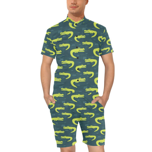 Alligator Pattern Print Design 03 Men's Romper