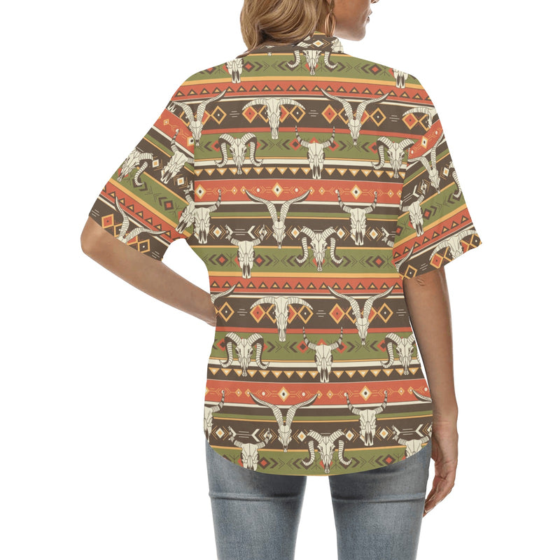 American indian Skull Animal Women's Hawaiian Shirt