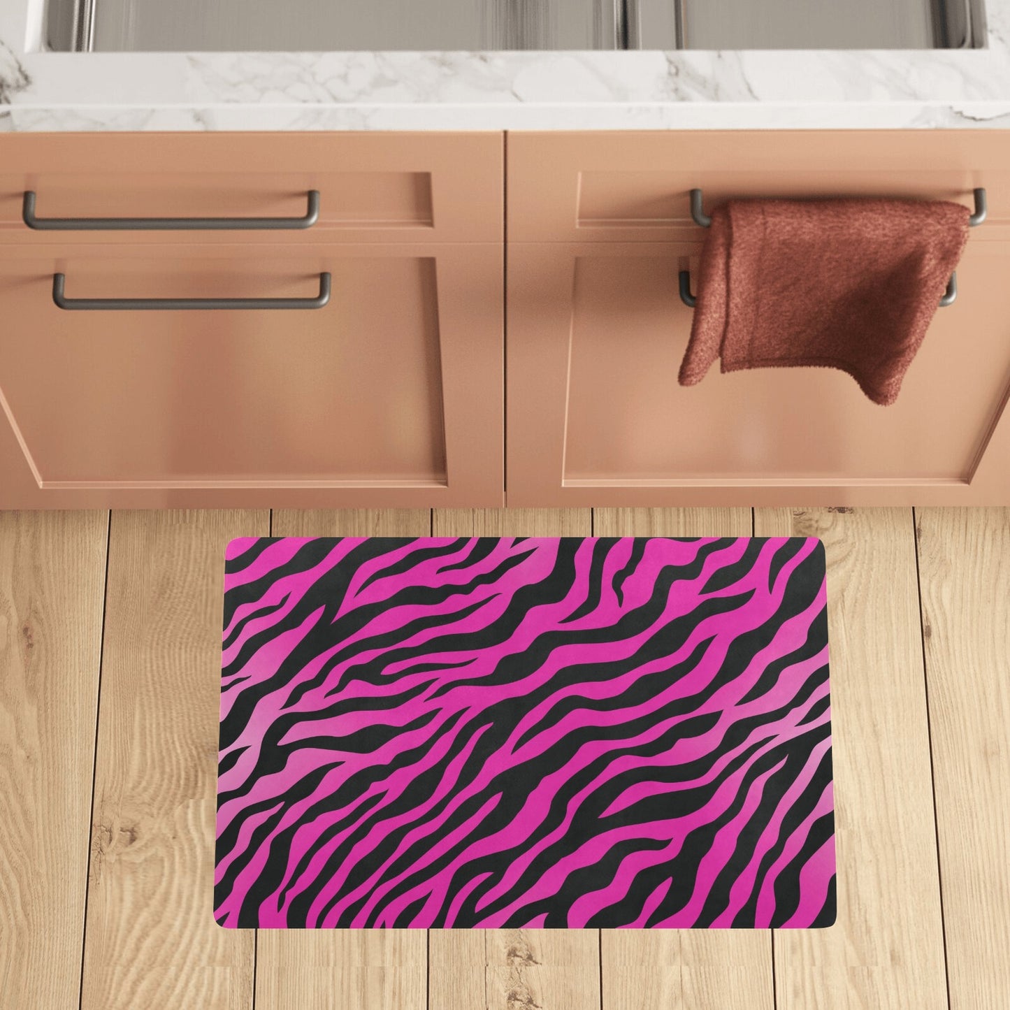 Pink Zebra Kitchen Mat