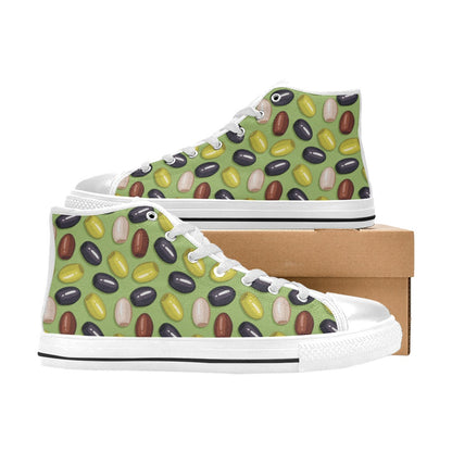 Olive Print Design LKS301 High Top Women's White Shoes