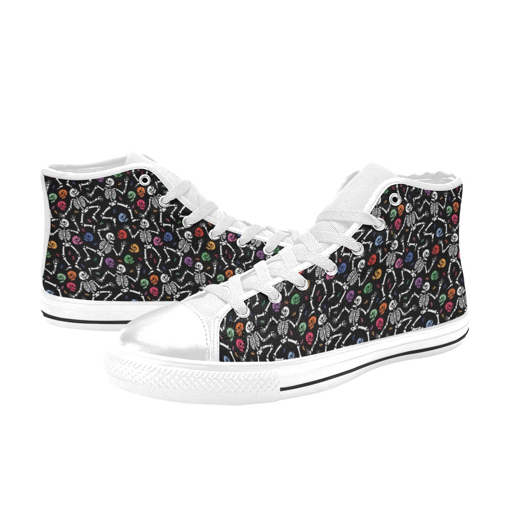 Skeleton Print Design LKS307 High Top Women's White Shoes