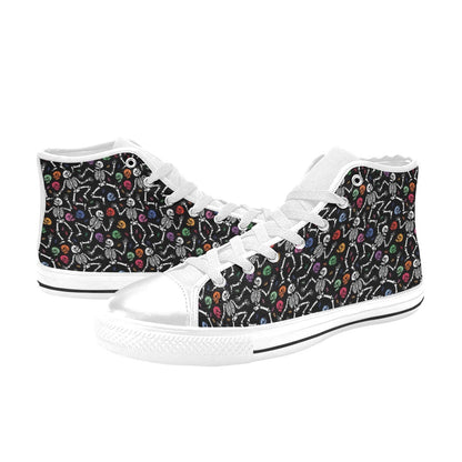 Skeleton Print Design LKS307 High Top Women's White Shoes