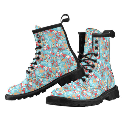Santa Christmas Themed Print Design LKS306 Women's Boots