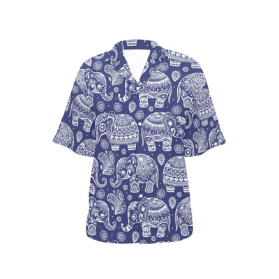 White Elephant Mandala Women's Hawaiian Shirt