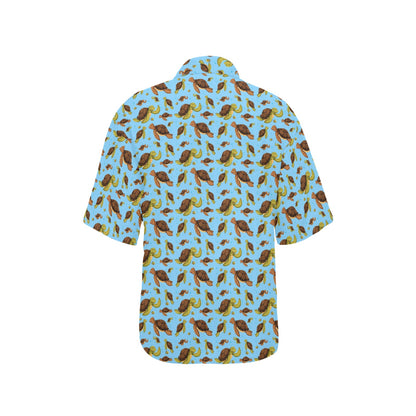 Hello Sea Turtle Print Pattern Women's Hawaiian Shirt