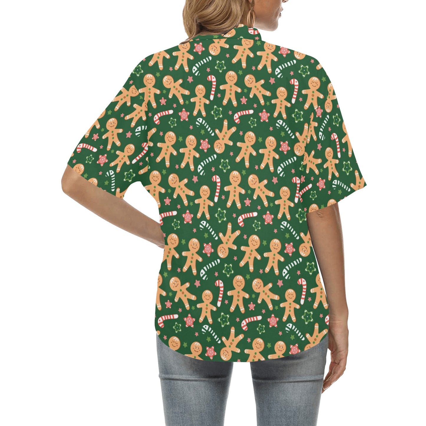Gingerbread Pattern Print Design 04 Women's Hawaiian Shirt