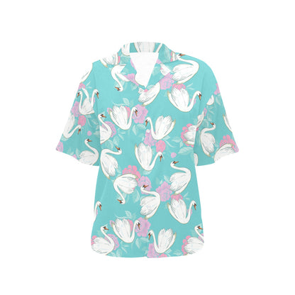 Swan Pattern Print Design 03 Women's Hawaiian Shirt