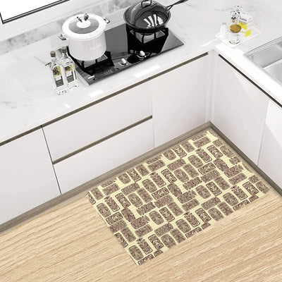 Tiki Brown Mask Print Kitchen Mat