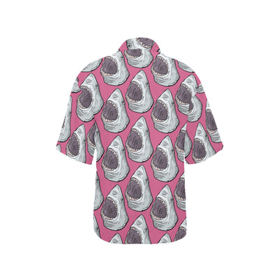 Great White Shark Pattern Print Design 01 Women's Hawaiian Shirt