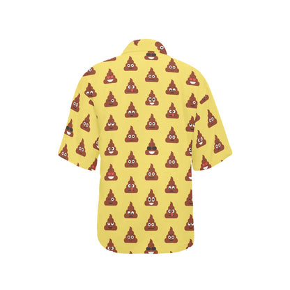 Emoji Poop Print Pattern Women's Hawaiian Shirt