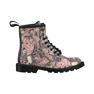 Camouflage Realistic Tree Leaf Print Women's Boots