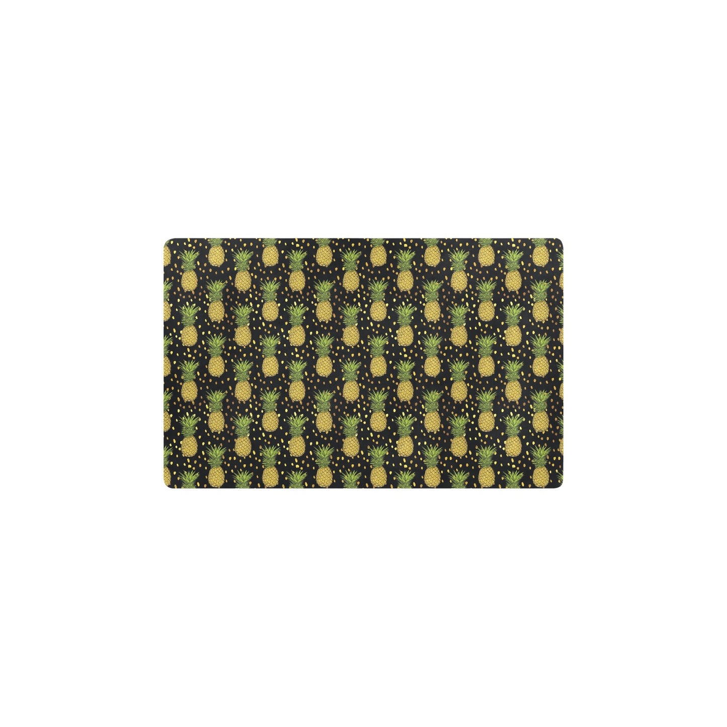 Pineapple Gold Dot Themed Print Kitchen Mat