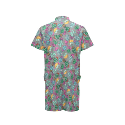 Cactus Colorful Print Pattern Men's Romper