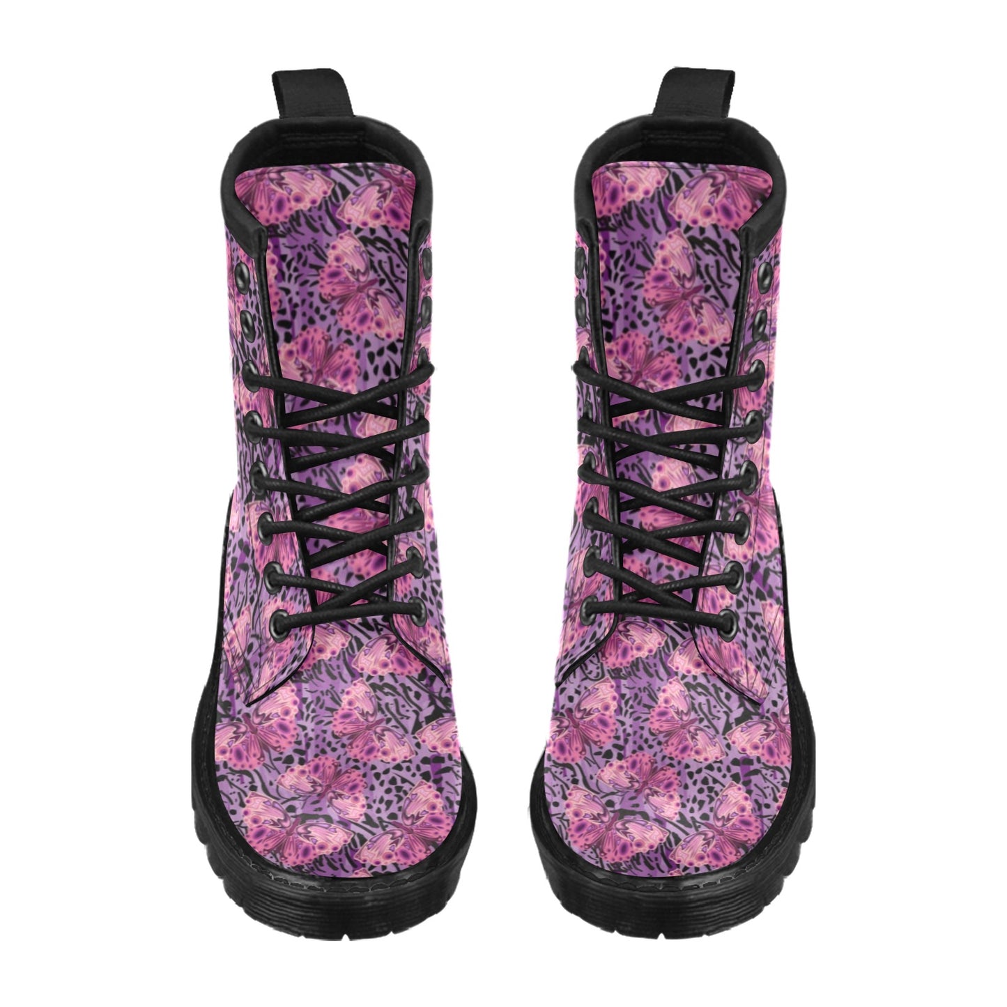 Purple Butterfly Leopard Women's Boots