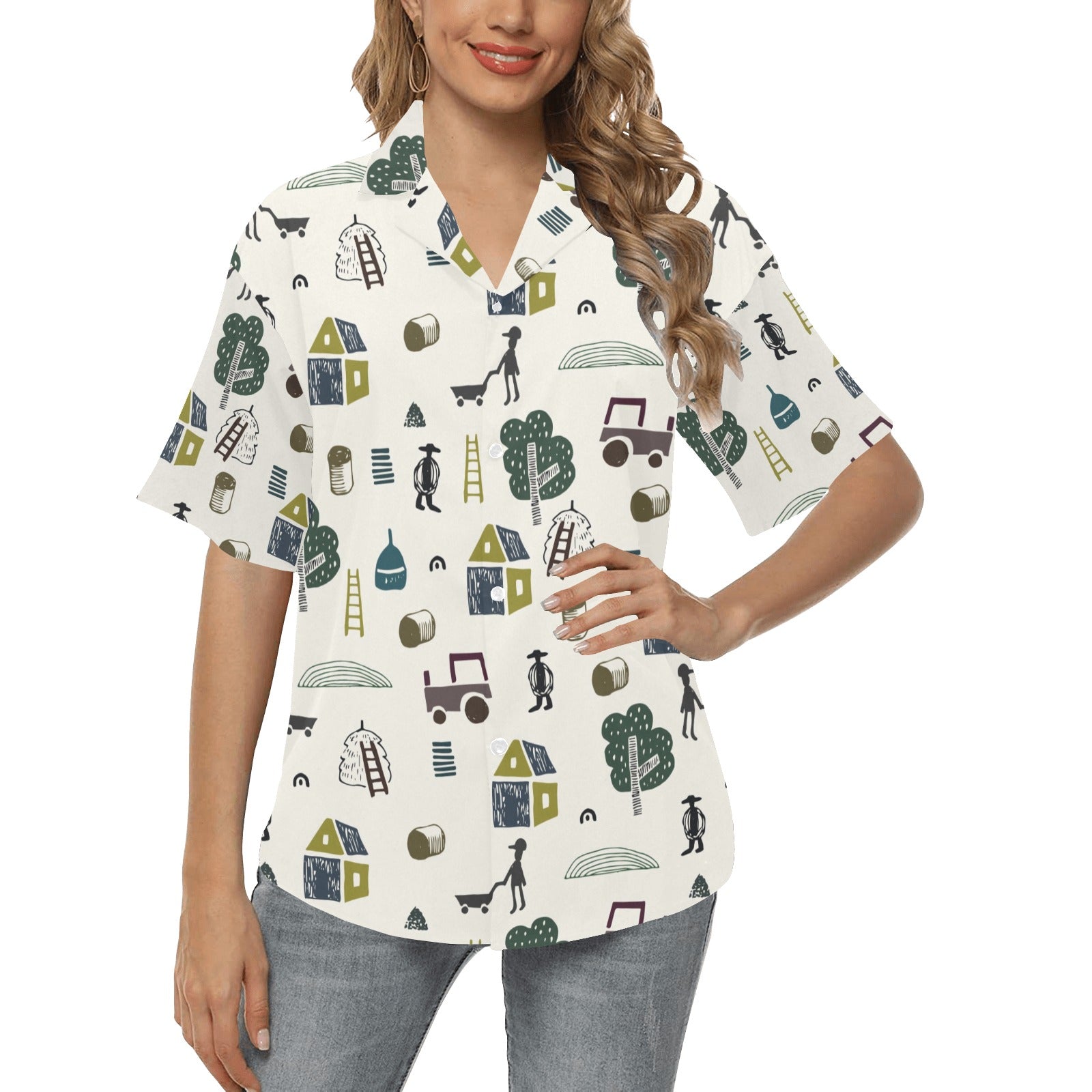 Agricultural Farm Print Design 01 Women's Hawaiian Shirt