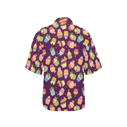 Cupcake Pattern Print Design 05 Women's Hawaiian Shirt